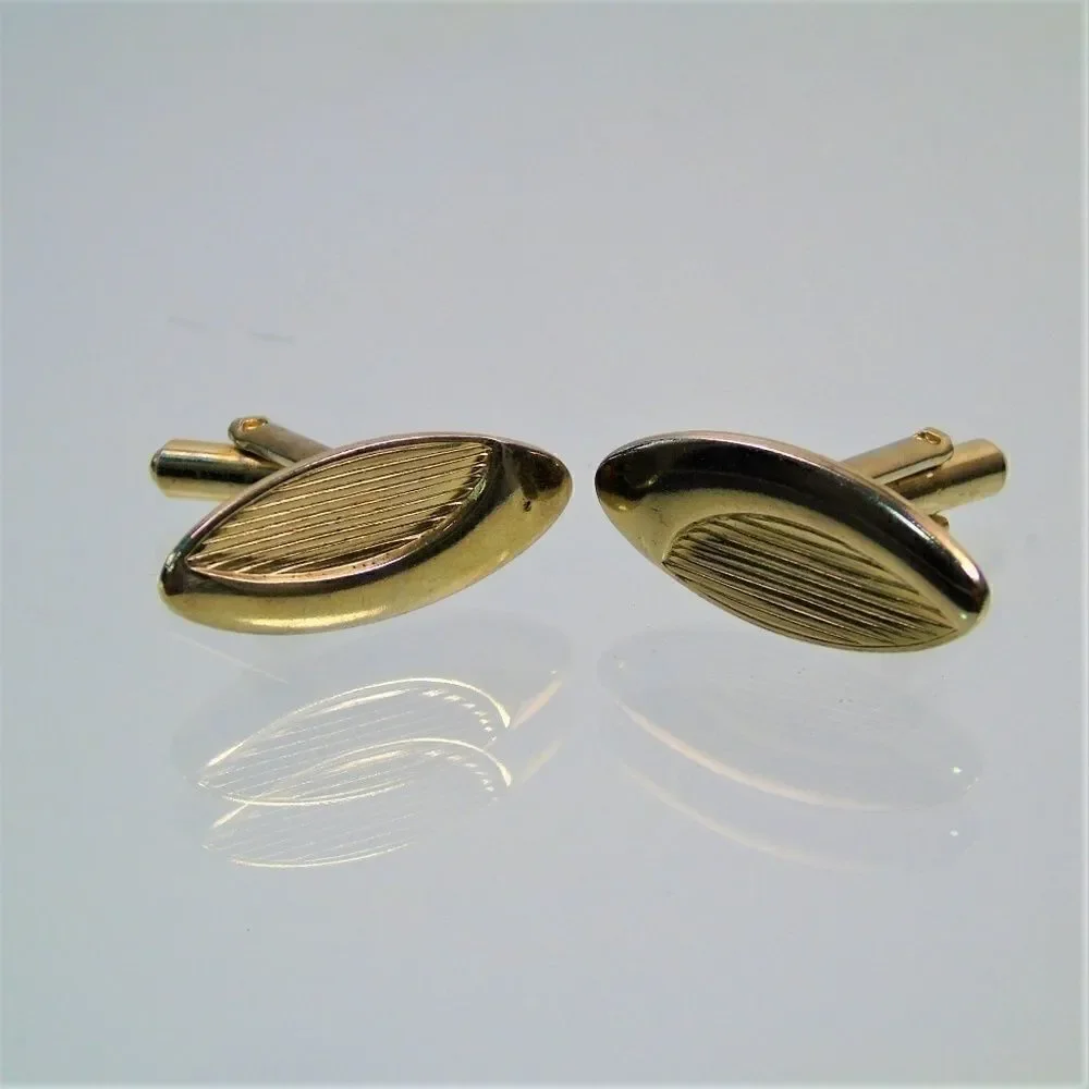 Mid Century Atomic Ellipse Cufflinks Gold Tone